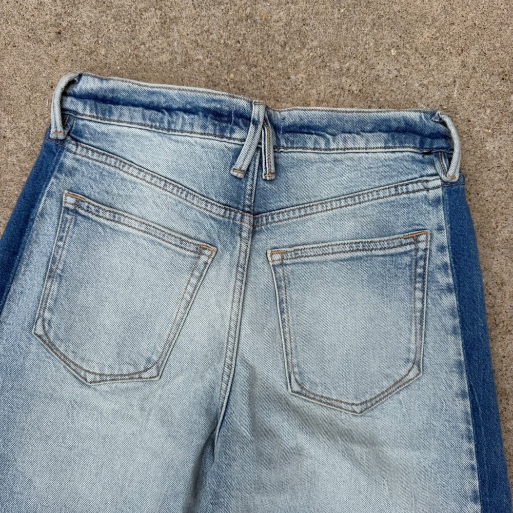 Good American Good Standard Barrel Women 00 Blue Two Tone High Rise Wide Tapered - Picture 9 of 13